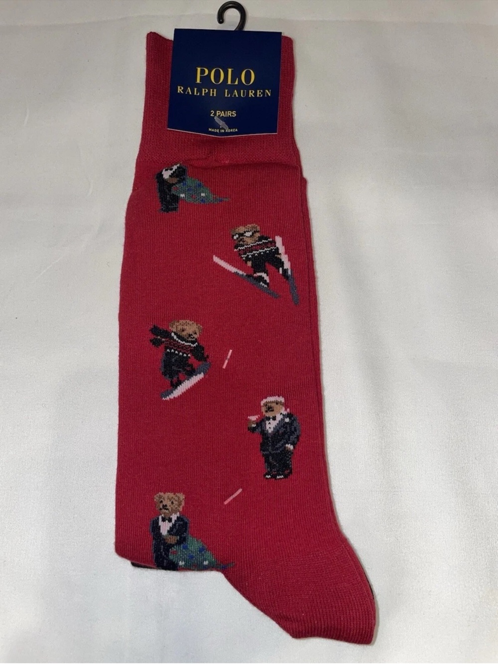 Polo by Ralph Lauren Red Novelty Bear Motif Dress Socks